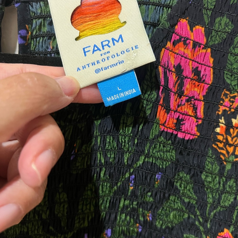 Farm Rio Jumpsuit Smoked Wide Leg 3/4 Sleeve Vibrant Florals Holidays SZ L EUC - Picture 4 of 11